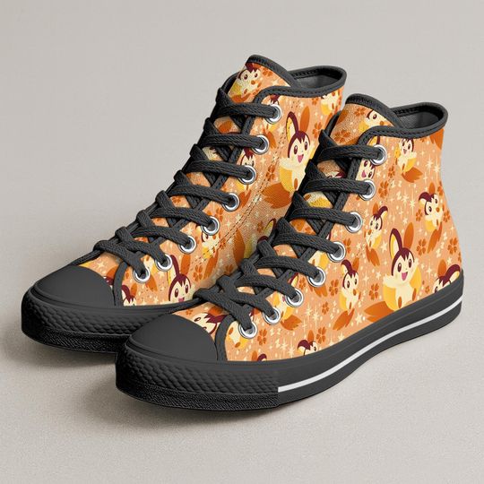 Emolga High Top Shoes, Cute Flying Squirrel Sneakers, Kawaii Printed Shoes, Emolga Shoes Gift