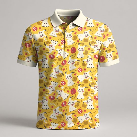 Mimikyu Polo Shirt, Cute Kawaii Mimikyu Summer Polo for Men Women, Funny Vintage Style Shirt, Mimikyu Merch Gift