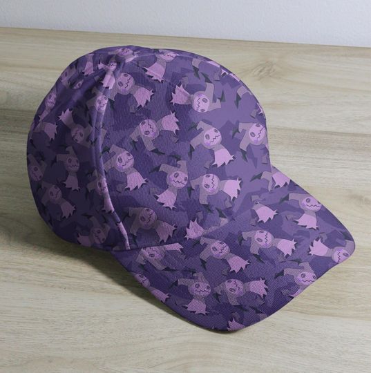 Mimikyu Baseball Cap, Purple Pattern, Unisex Vintage Adjustable Hat, Funny Anime Gift