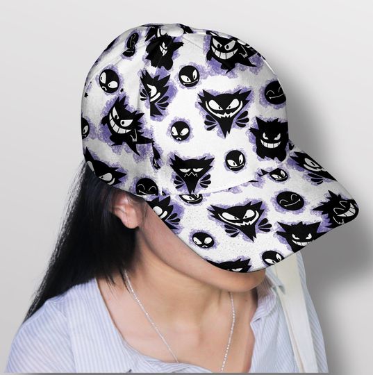 Gengar Baseball Cap, Cute Ghost Hat, Funny Anime Summer Cap, Vintage Adjustable Unisex Baseball Hat