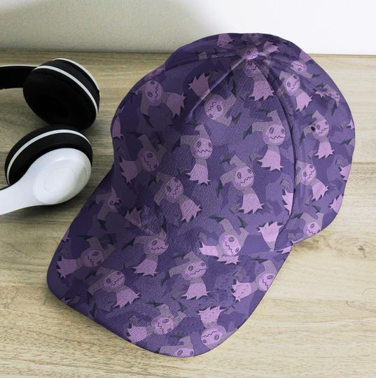 Mimikyu Baseball Cap, Purple Pattern, Unisex Vintage Adjustable Hat, Funny Anime Gift