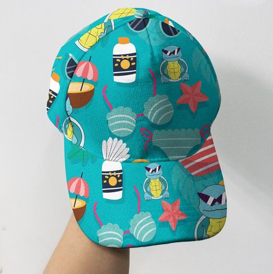 Squirtle Baseball Cap, Cute Summer Beach Hat, Funny Anime Baseball Cap, Vintage Adjustable Cap, Unisex Baseball Hat, Squirtle Squad Gift Cap
