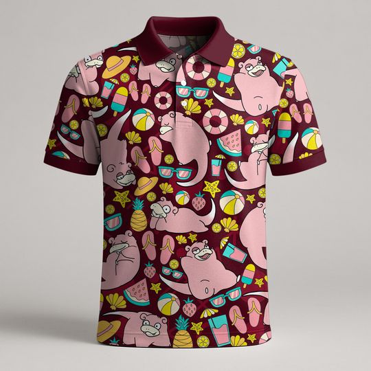 Slowpoke Polo Shirt, Kawaii Funny Shirt for Men and Women, Vintage Summer Shirt, Slowpoke Shirt Gift