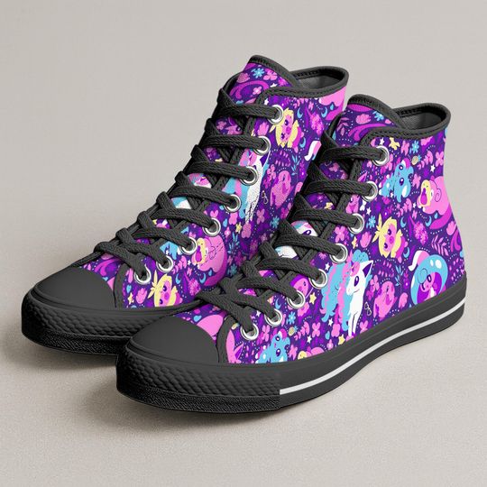 Espeon Slowpoke High Top Shoes, Cute Psychic Pattern Sneakers, Anime Shoes, Espeon Shoes Gifts