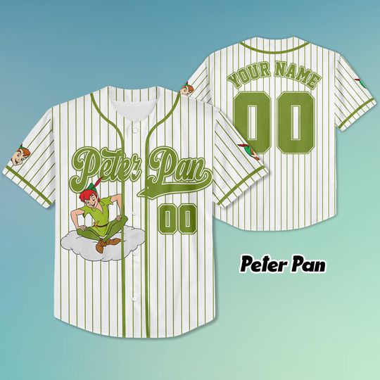 Personalized Peter Pan Baseball Jersey, Disney Peter Pan Jersey, Disneyland Baseball Team Outfit, Gift for Fans