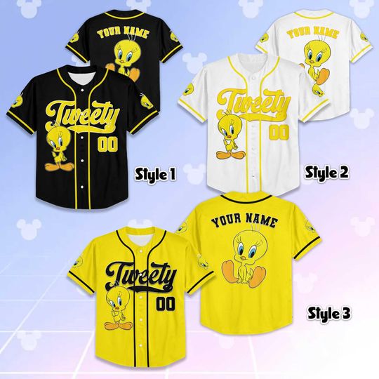 Personalized Tweety Baseball Jersey, Looney Tunes Team Outfit