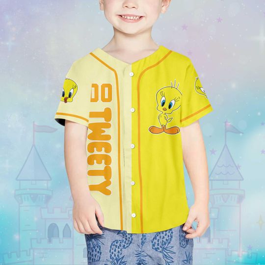 Personalized Tweety Baseball Jersey, Custom Tweety Bird Shirt, Baseball Team Outfit, Gift For Fans Matching Family Tee