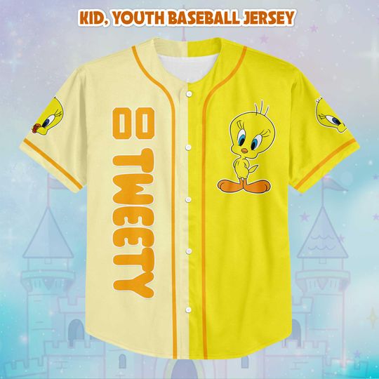 Personalized Tweety Baseball Jersey, Custom Tweety Bird Shirt, Baseball Team Outfit, Gift For Fans Matching Family Tee