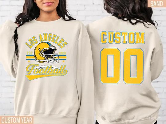 Personalized Los Angeles Football Sweatshirt, Crewneck, Custom Football Player Tee