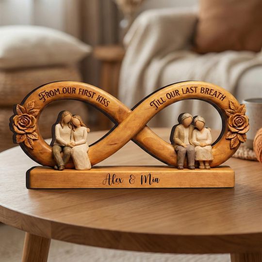 2D FLAT - PERSONALIZABLE Infinity Wooden Couple Block, Anniversary Gift, Romantic Love Decor, LGBT Keepsake, Family Home Accent, Valentines