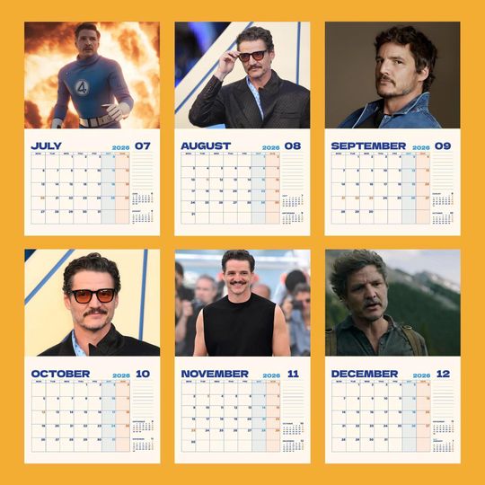 Pedro Pascal 2026 Wall Calendar - Celebrity Fan Planner and Gift