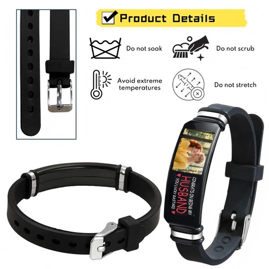 Custom Photo Silicone Rubber Wristband with Message for Husband
