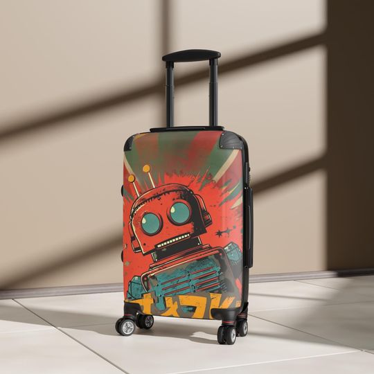 Comic Vintage Robot Suitcase, Cabin Suitcase