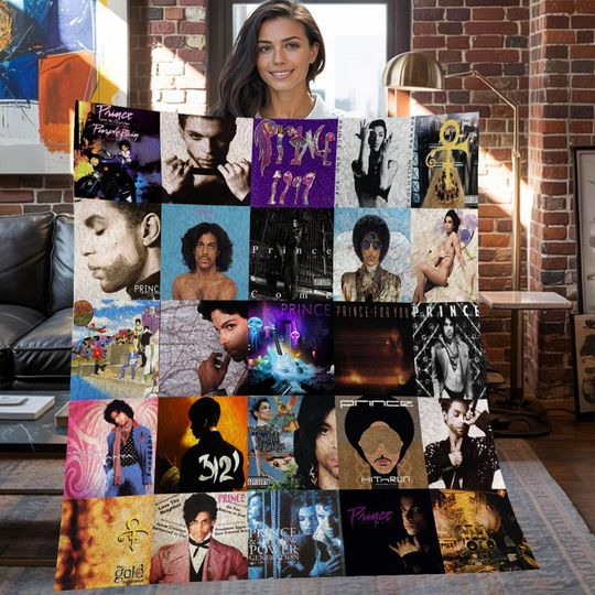 Prince Purple Christmas Fleece Blanket with Personalized Vintage Design