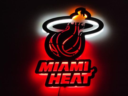 Miami Heat Fan Art LED Sign: NBA Wall Decor, Man Cave Lighting