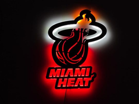 Miami Heat Fan Art LED Sign: NBA Wall Decor, Man Cave Lighting