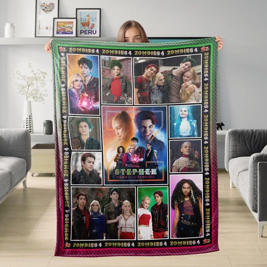 Personalized Disney Zombies 4 Blanket Gift, Dawn Of The Vampires Birthday Blanket, Zombies 4 Dawn Of The Vampires Blanket, Zombies 4 Blanket