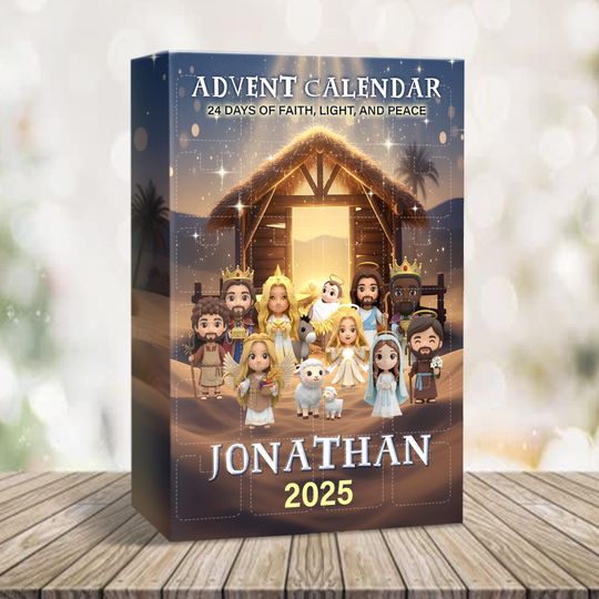 Personalized Nativity Advent Calendar 2025, 24 Days Christmas Countdown