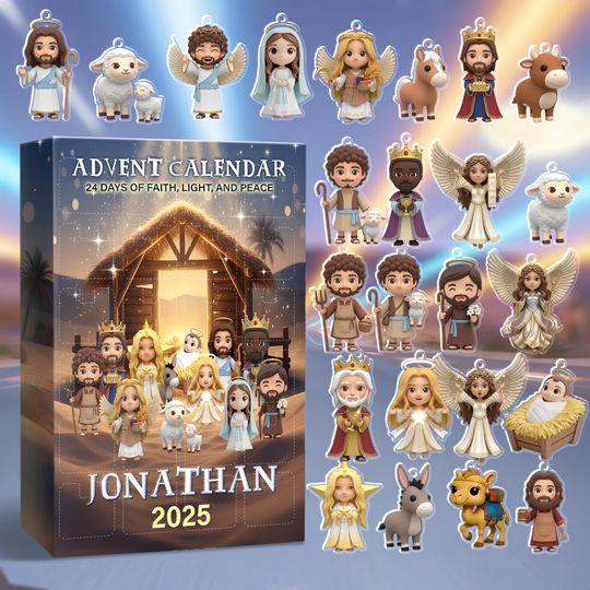 Personalized Nativity Advent Calendar 2025, 24 Days Christmas Countdown