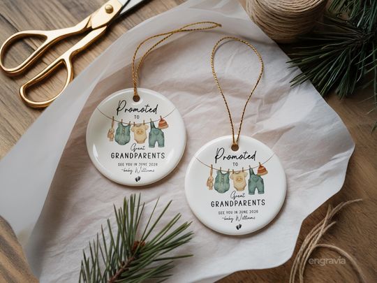 Promoted to Great Grandparents Ornament-Personalized Great Grandparents Ornament-Custom First Christmas as Great Grandparents Keepsake