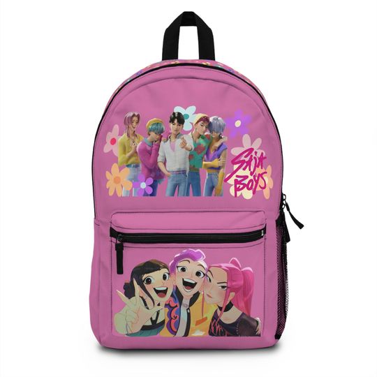 Huntrix and Saja Boys Backpack - Kpop Demon Hunter Back to school Backpack Flowers
