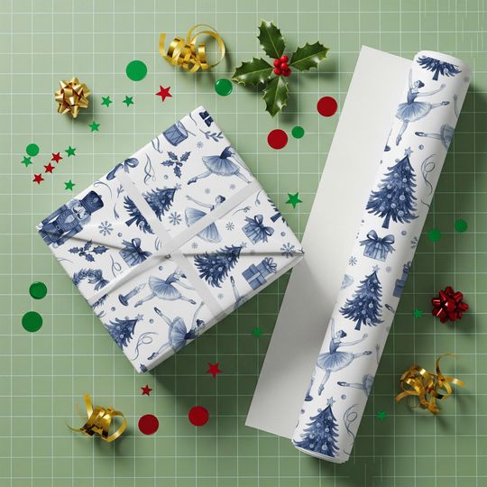 Ballet Christmas Wrapping Paper  Nutcracker Holiday Gift Wrap for Winter Decor