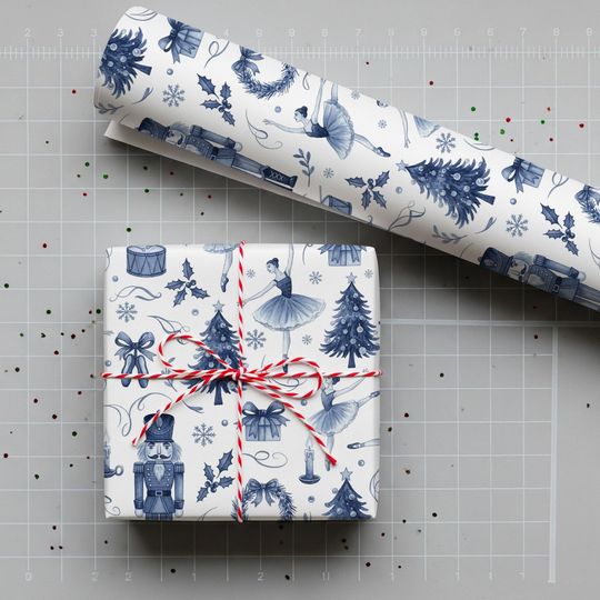 Ballet Christmas Wrapping Paper  Nutcracker Holiday Gift Wrap for Winter Decor
