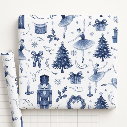 Ballet Christmas Wrapping Paper  Nutcracker Holiday Gift Wrap for Winter Decor