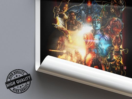 Mass Effect 2 Poster | Mass Effect Prints | Gaming Posters | 4 Colors | Video Game Posters | Wall Decor Posters