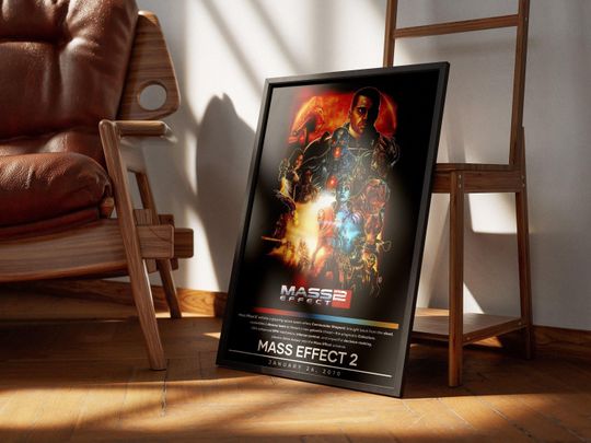 Mass Effect 2 Poster | Mass Effect Prints | Gaming Posters | 4 Colors | Video Game Posters | Wall Decor Posters