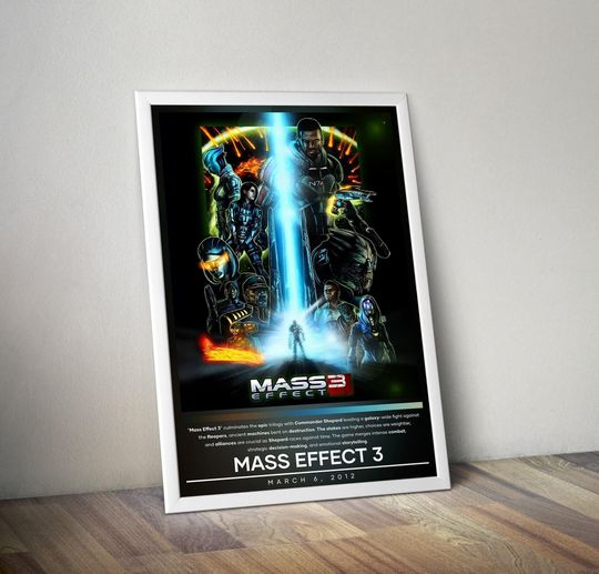 Mass Effect 3 Poster | Mass Effect Prints | Gaming Posters | 4 Colors | Video Game Posters | Wall Decor Posters
