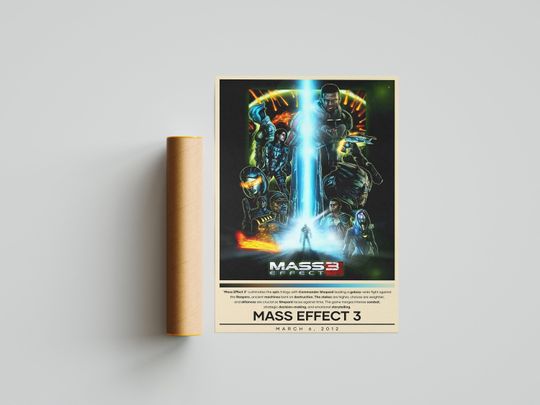 Mass Effect 3 Poster | Mass Effect Prints | Gaming Posters | 4 Colors | Video Game Posters | Wall Decor Posters