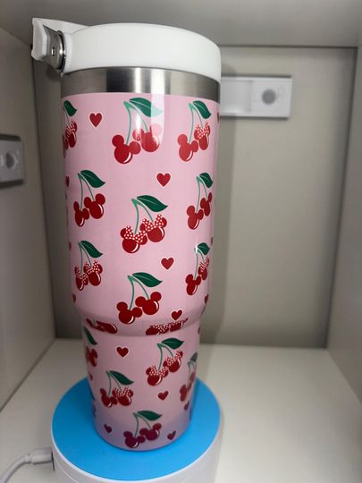 30oz Cute Cherry Water Bottle Tumbler with Flip Straw