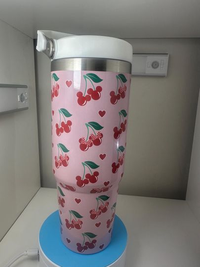 30oz Cute Cherry Water Bottle Tumbler with Flip Straw