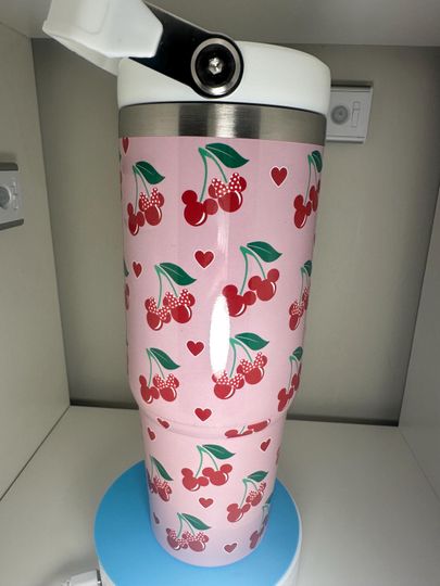 30oz Cute Cherry Water Bottle Tumbler with Flip Straw