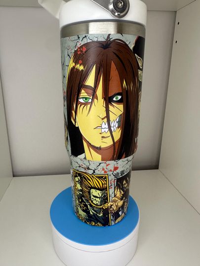 30oz  Dark Fantasy Anime Matte Water Bottle Tumbler with Flip Straw