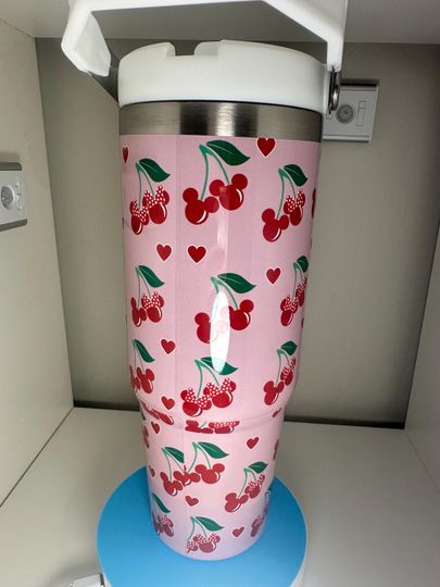 30oz Cute Cherry Water Bottle Tumbler with Flip Straw