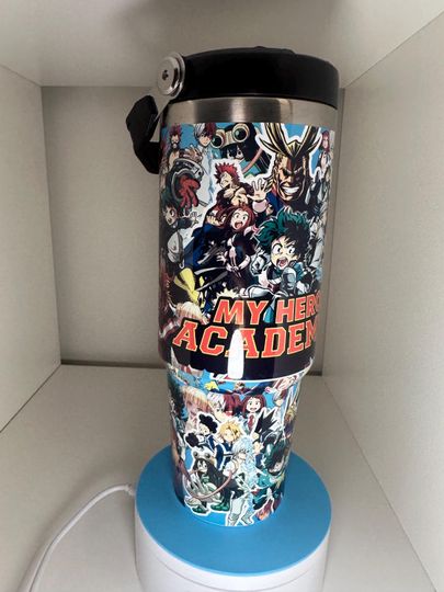 30oz  Anime Hero Glossy Water Bottle Tumbler with Flip Straw