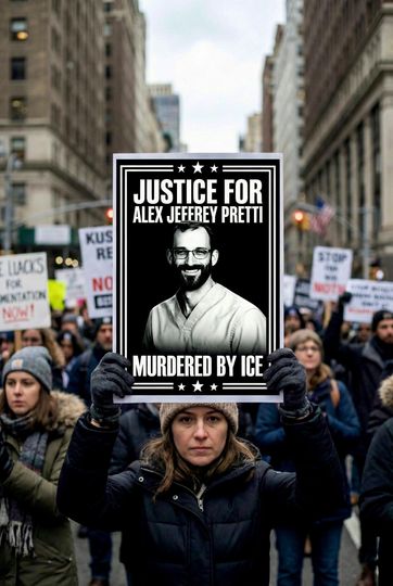 Justice For Alex Jeffrey Pretti Protest Sign, Abolish ICE Protest Poster