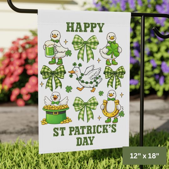 Happy St. Patrick's Day Goose Garden Flag