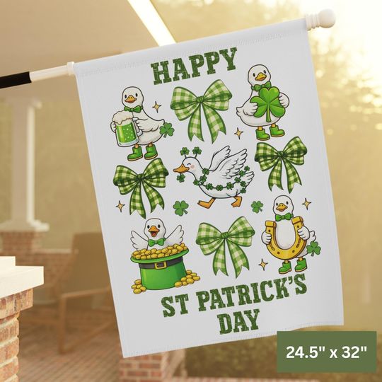 Happy St. Patrick's Day Goose Garden Flag