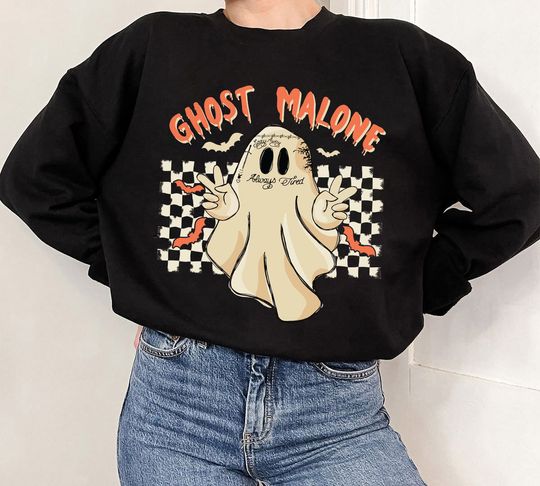 Ghost Malone Halloween Sweatshirt, Cute Ghost Sweatshirt