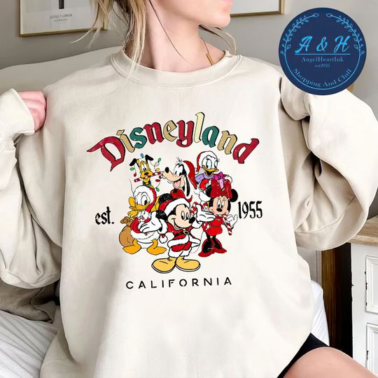 Vintage Disneyland Christmas Est 1955 Sweatshirt, Retro Disney Friends Christmas Sweatshirt