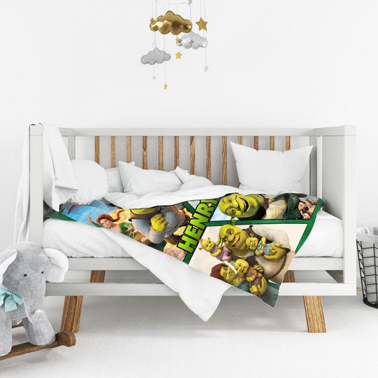 Personalized Shrek Blanket, Christmas Baby Blanket