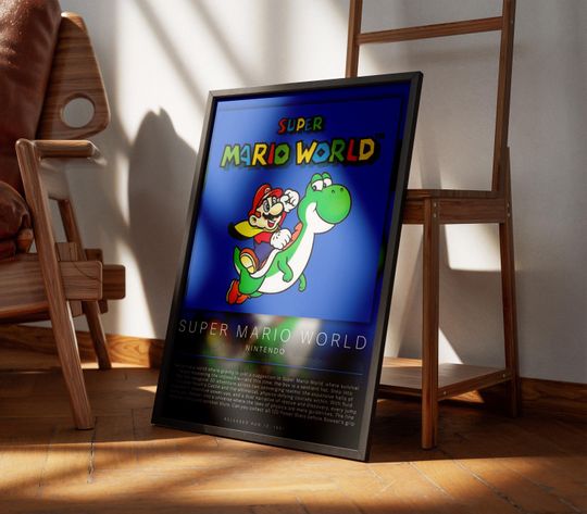 Super Mario World Poster | Gaming Poster | Video Game Prints | Wall Decor Posters | Gaming Gift | Video Game Poster | Gaming Decor