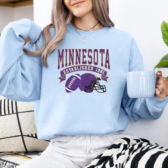 Minnesota Football Embroidered Sweatshirt, The Vikes Sweatshirt, Vintage Minnesota Sweatshirt, Minnesota Fan Gift