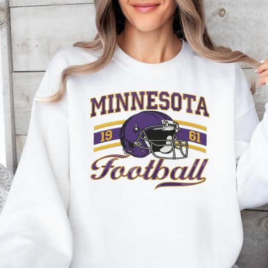 Minnesota Football Embroidered Sweatshirt, The Vikes Sweatshirt, Vintage Minnesota Viking Sweatshirt, Minnesota Fan Gift