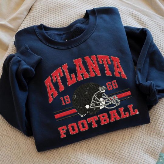 Atlanta Football Vintage Embroidered Sweatshirt, Retro Falcon Crewneck, Atlanta Football Fan Gift