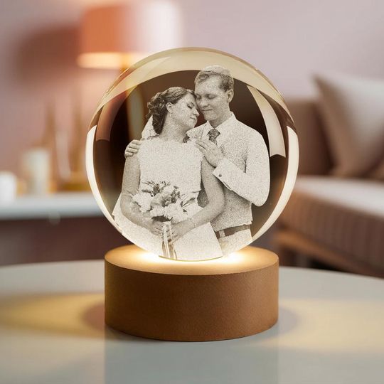 Personalized Crystal Ball Night Light  Custom Photo Keepsake