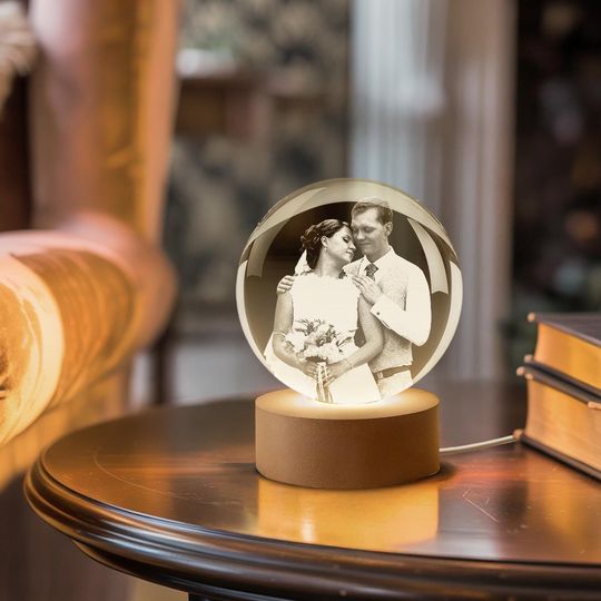 Personalized Crystal Ball Night Light  Custom Photo Keepsake